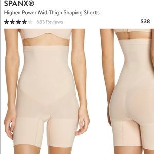 Spanx- higher power mid-thigh shaping shorts